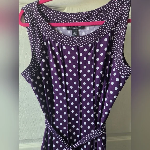 Perceptions Purple Dress with White Polka Dots - Picture 2 of 4